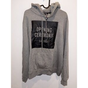 OPENING CEREMONY Grey Cotton Torch Box Logo Hoodie Pullover M Medium Virgil Y2K
